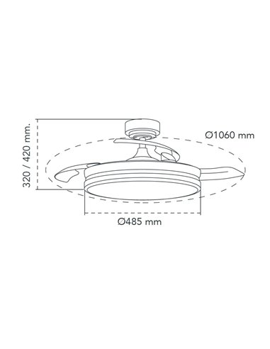 Ventilador LED aspas plegables Panam Ceniza 72W 7920Lm CCT