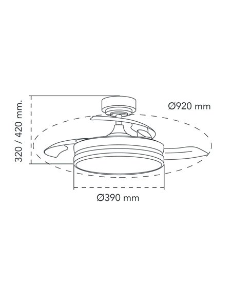 Ventilador LED aspas plegables Panam Mini Cerezo 46W 5520Lm CCT