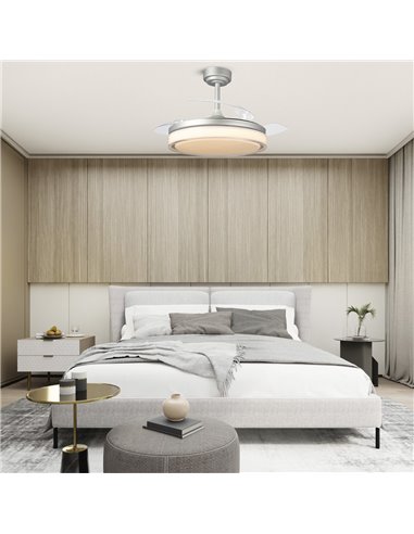 Ventilador LED aspas retráctiles Aneto Gris 72W 7920Lm CCT