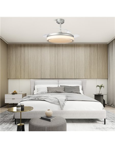 Ventilador LED aspas retráctiles Aneto Gris 72W 7920Lm CCT
