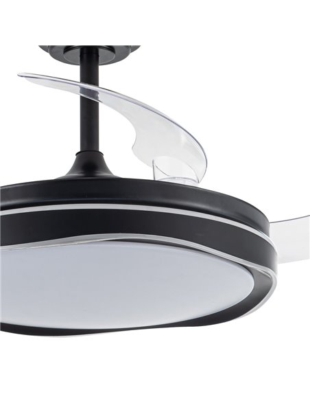 Ventilador LED aspas retráctiles Oku Negro 72W 7920Lm CCT