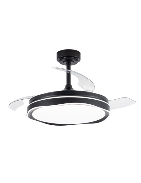Ventilador LED aspas retráctiles Oku Negro 72W 7920Lm CCT