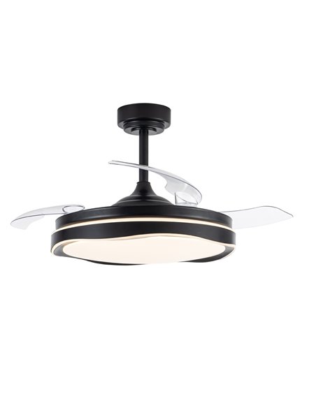 Ventilador LED aspas retráctiles Oku Negro 72W 7920Lm CCT