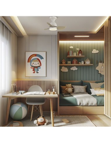 Ventilador LED Julie Blanco+Madera 20W 2000Lm CTT Dim
