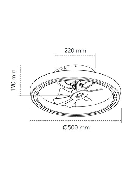 Ventilador Plafón LED Dinirot Negro 50W 4800Lm. CCT Dim