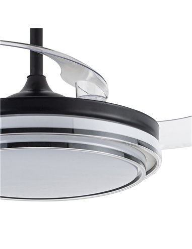 Ventilador LED aspas retráctiles Lander Negro 72W 7920Lm CCT
