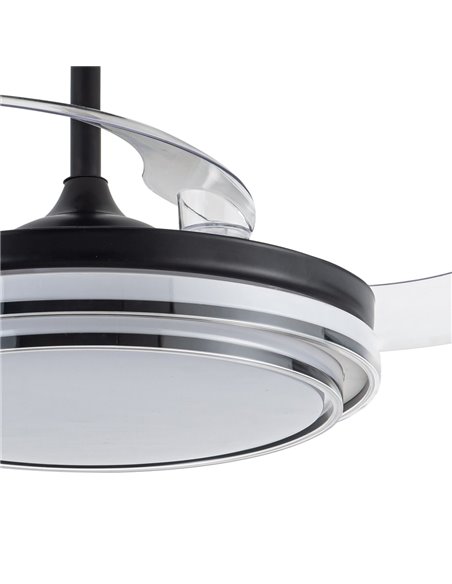 Ventilador LED aspas retráctiles Lander Negro 72W 7920Lm CCT