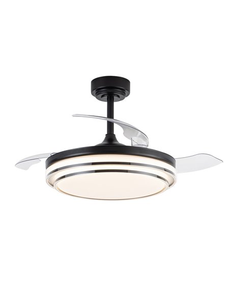 Ventilador LED aspas retráctiles Lander Negro 72W 7920Lm CCT