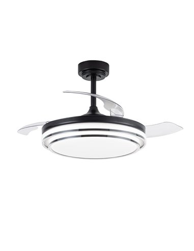 Ventilador LED aspas retráctiles Lander Negro 72W 7920Lm CCT