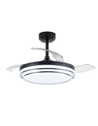 Ventilador LED aspas retráctiles Lander Negro 72W 7920Lm CCT