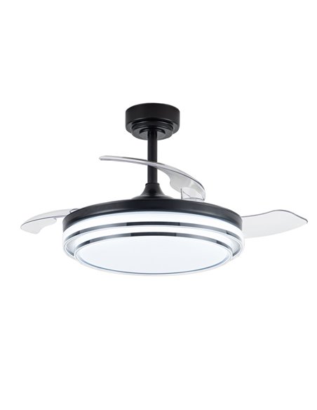 Ventilador LED aspas retráctiles Lander Negro 72W 7920Lm CCT