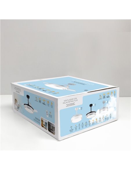 Ventilador LED aspas retráctiles Lander Negro 72W 7920Lm CCT