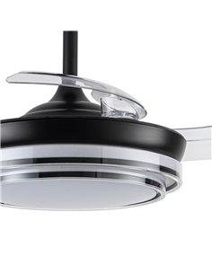 Ventilador LED aspas retráctiles Lander Mini Negro 46W 5520 Lm CCT 2