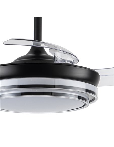 Ventilador LED aspas retráctiles Lander Mini Negro 46W 5520 Lm CCT