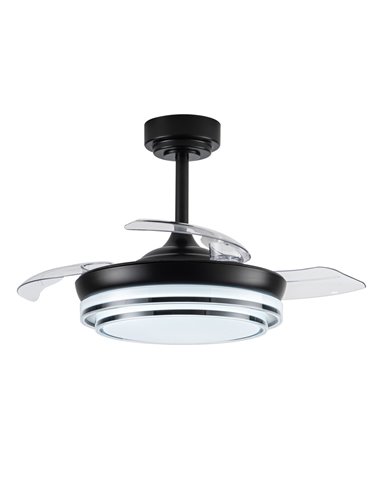 Ventilador LED aspas retráctiles Lander Mini Negro 46W 5520 Lm CCT