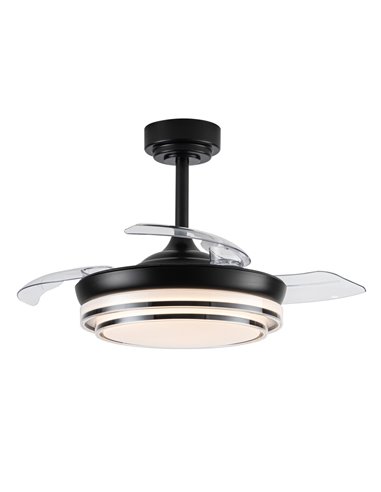 Ventilador LED aspas retráctiles Lander Mini Negro 46W 5520 Lm CCT