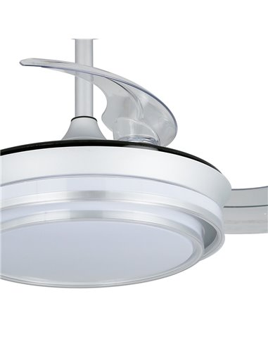 Ventilador LED aspas retráctiles Lander Mini Plata 46W 5520 Lm CCT