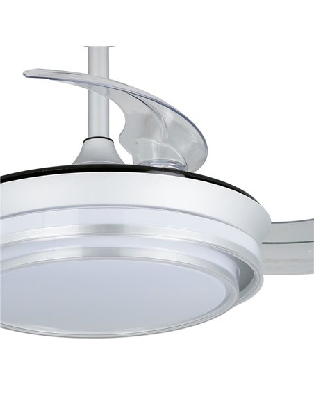 Ventilador LED aspas retráctiles Lander Mini Plata 46W 5520 Lm CCT