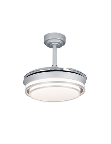 Ventilador LED aspas retráctiles Lander Mini Plata 46W 5520 Lm CCT