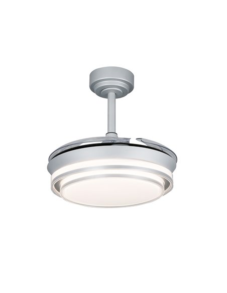 Ventilador LED aspas retráctiles Lander Mini Plata 46W 5520 Lm CCT