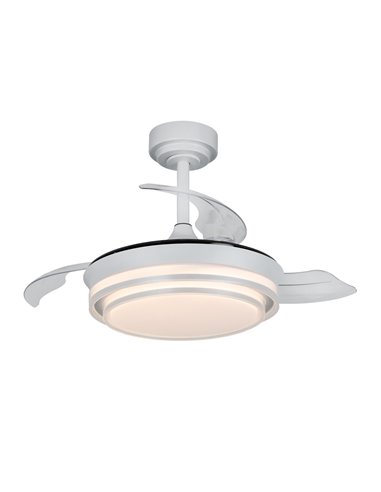 Ventilador LED aspas retráctiles Lander Mini Plata 46W 5520 Lm CCT