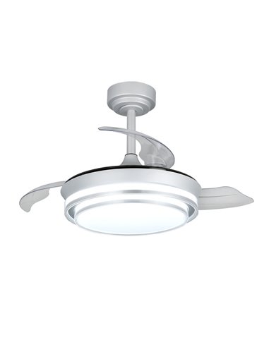 Ventilador LED aspas retráctiles Lander Mini Plata 46W 5520 Lm CCT