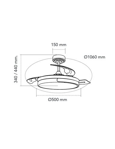 Ventilador LED aspas plegables Movic 72W 7920Lm CCT