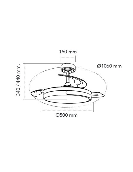 Ventilador LED aspas plegables Movic 72W 7920Lm CCT