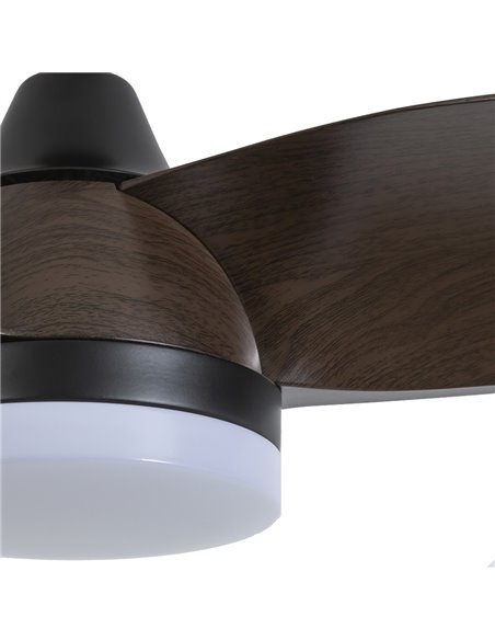 Ventilador LED Byan Negro+Madera 18W 2000Lm CCT Dim