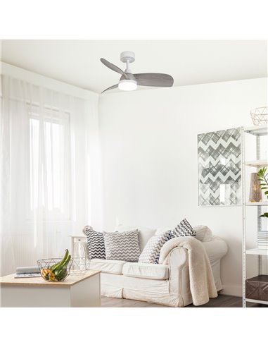 Ventilador LED Byan Blanco+Ceniza 18W 2000Lm CCT Dim