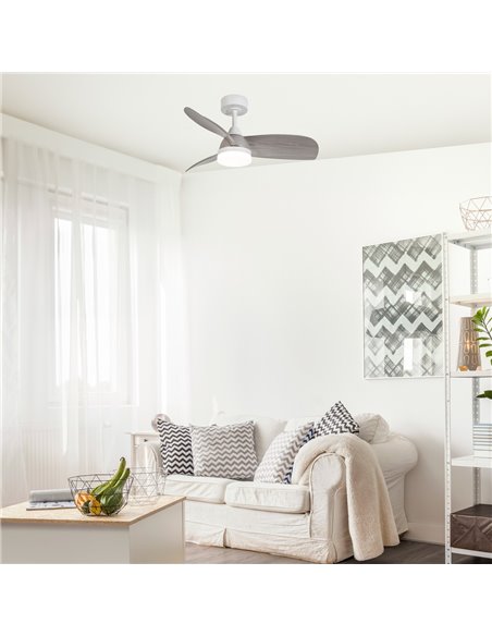 Ventilador LED Byan Blanco+Ceniza 18W 2000Lm CCT Dim