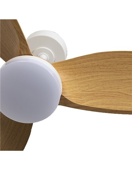 Ventilador LED Byan Blanco+Madera 18W 2000Lm CCT Dim