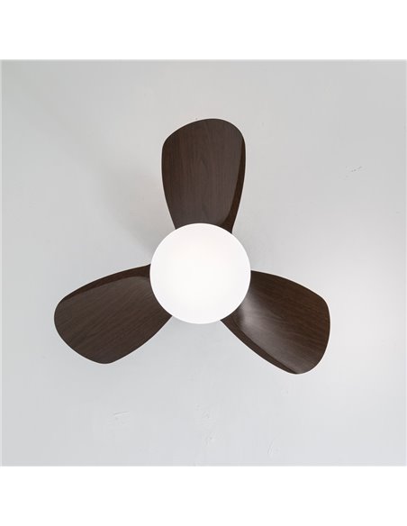 Ventilador LED Byan Mini Negro+Madera 18W 2000Lm CCT Dim