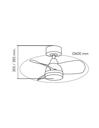 Ventilador LED Byan Mini Blanco+Madera 18W 2000Lm CCT Dim