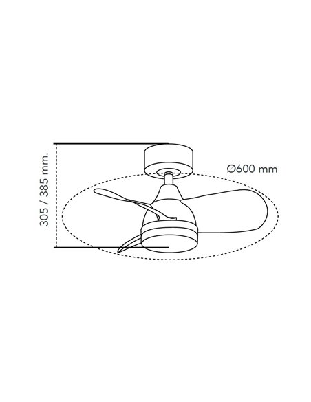 Ventilador LED Byan Mini Blanco+Madera 18W 2000Lm CCT Dim