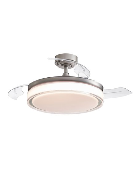 Ventilador LED aspas retráctiles Aneto Niquel 72W 7920Lm CCT