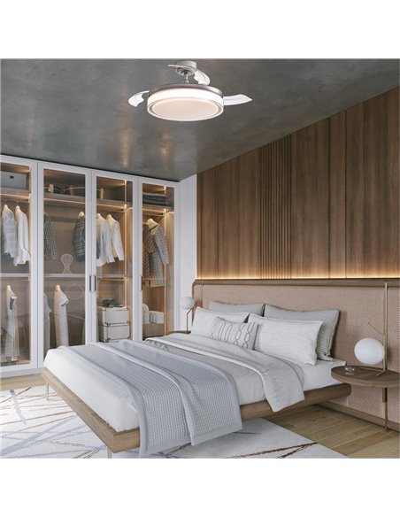 Ventilador LED aspas retráctiles Aneto Niquel 72W 7920Lm CCT