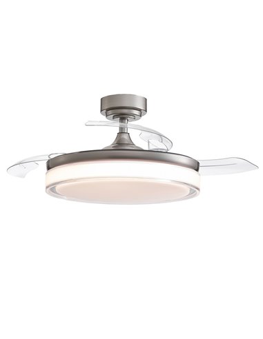 Ventilador LED aspas retráctiles Aneto Niquel 72W 7920Lm CCT