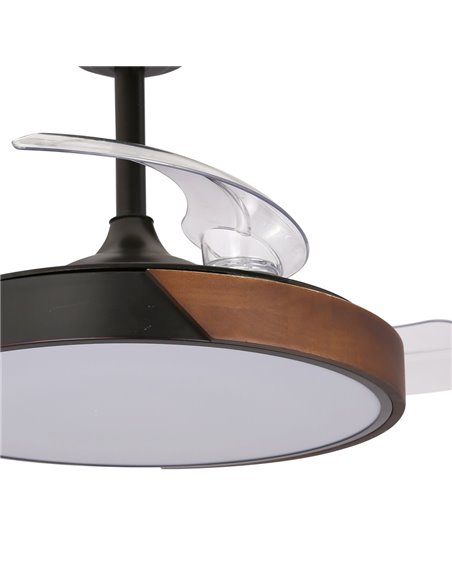 Ventilador LED aspas retráctiles Taoro Mini Negro 46W 5520 Lm CCT
