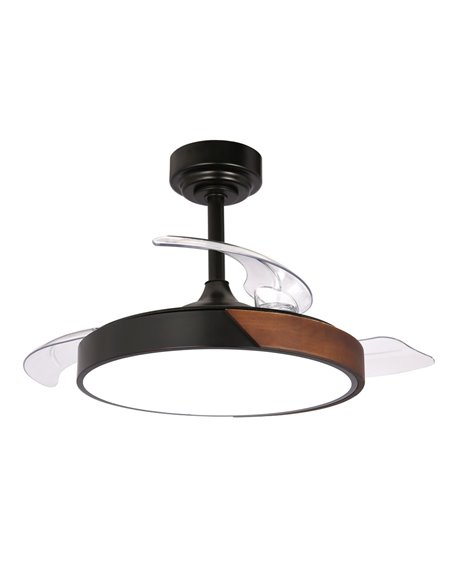 Ventilador LED aspas retráctiles Taoro Mini Negro 46W 5520 Lm CCT