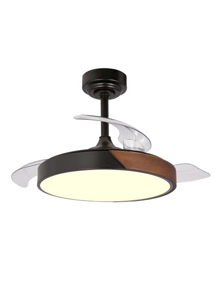 Ventilador LED aspas retráctiles Taoro Mini Negro 46W 5520 Lm CCT