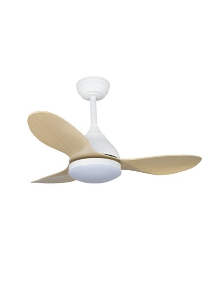 Ventilador LED Stel Mini Blanco+Madera 20W 1900Lm CCT Dim
