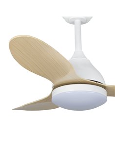 Ventilador LED Stel Mini Blanco+Madera 20W 1900Lm CCT Dim 2