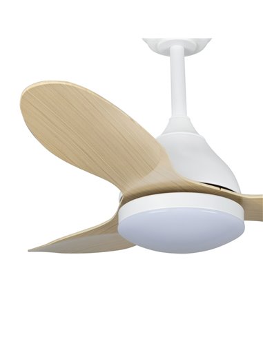 Ventilador LED Stel Mini Blanco+Madera 20W 1900Lm CCT Dim
