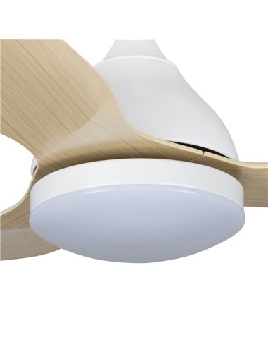 Ventilador LED Stel Mini Blanco+Madera 20W 1900Lm CCT Dim