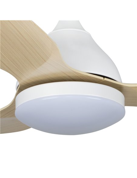 Ventilador LED Stel Mini Blanco+Madera 20W 1900Lm CCT Dim