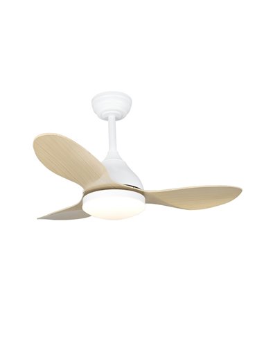 Ventilador LED Stel Mini Blanco+Madera 20W 1900Lm CCT Dim