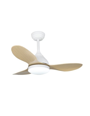 Ventilador LED Stel Mini Blanco+Madera 20W 1900Lm CCT Dim