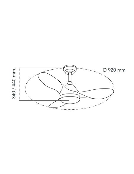 Ventilador LED Stel Mini Blanco+Madera 20W 1900Lm CCT Dim