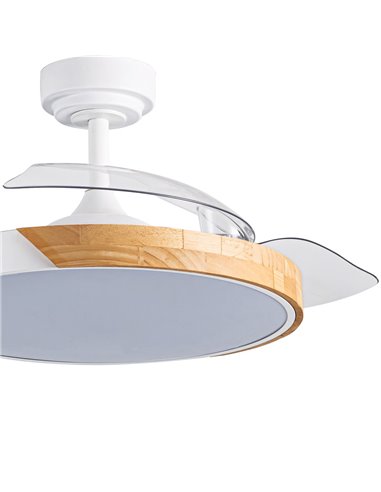 Ventilador LED aspas retráctiles Taoro Blanco 72W 7920Lm CCT